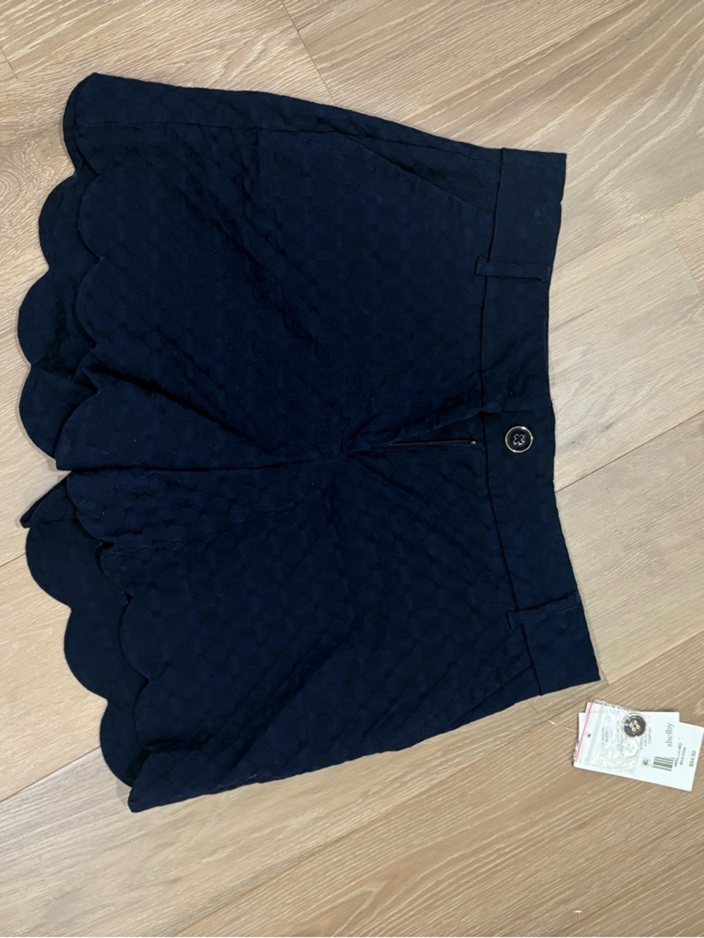 crown & ivy Navy Quilted Scalloped Hem Skort